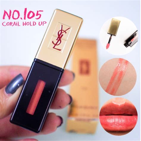 gloss stain ysl coral|YSL Corail Hold Up (105) Rebel Nudes Glossy Stain Review.